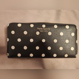 Kate Spade Black and White Polka Dot Zip Wallet
